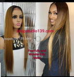 ( Jacki) 1b/Honey human Hair lace front wig with deep natural part