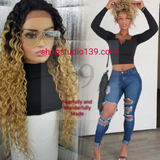 (Annie) Water wave lave front wig with deep middle parting space