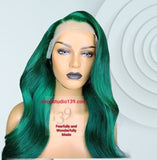 Green  Brazilian Human Lace Front Wigs With Baby Hair Pre Plucked Glueless  Non Remy