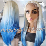 Blue Dipped lace front wig with shifting part