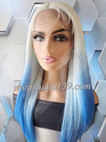 Blue Dipped lace front wig with shifting part