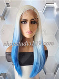 Blue Dipped lace front wig with shifting part