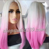 (Pink/Blonde Dipped) Lace Front Wig With shifting HD Lace