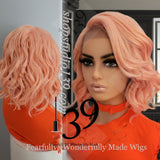 Peach body wave lace front bob wig