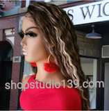 (Rosemary) HD lace front water wave wig side part