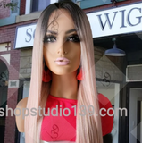 Rose gold HD lace front wig with shifting part
