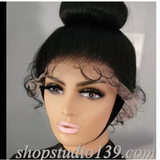 360 free part HD lace with  bun that can be worn up or down