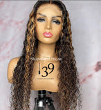 OMG 100% human Hair Water Wave Lace  Front Wig with Highlights