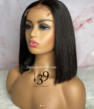 (66) 100% Human Hair Lace Front Bob with Natural Middle Part