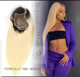 100% Human Blonde Ombre Lace Front Wig With Dark Roots