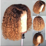 Short Human Hair Bob Water wave  1b/30 Honey Blonde wig with 13x6 lace