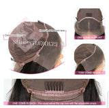 ( MaryJoe) Glueless Human Hair Lace Front wig with bangs and bleached knots
