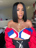 (66) 100% Human Hair Lace Front Bob with Natural Middle Part