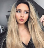 Blonde Ombre Lace front Wig with dark roots