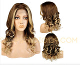 Celebrity brown ombre 3 tone wavy lace front wig 150 Density 360 Brazilian remy Ombre Color With Blonde Hightlights Hair