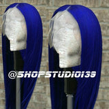 (Diana) 100% Blue Human Hair Full Lace Front  Wig.