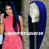 (Diana) 100% Blue Human Hair Full Lace Front  Wig.