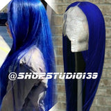 (Diana) 100% Blue Human Hair Full Lace Front  Wig.