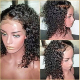 Human Hair 180% Density 360 Lace Frontal preplucked  Curly water wave Wig Natural Black Color with bleached Knots