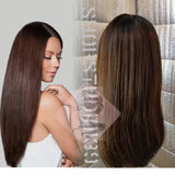 (Mercy) human hair blend lace front with natural side part