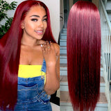 Celebrity Straight remy 99 j red lace front Brazillian