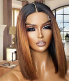 Ombre Reddish GingerBrown HD 13x4 Lace Frontal  Bone Straight Bob Wig