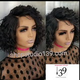 (Marilyn) HD lace front light kinky bob wig with side part