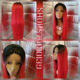 Red hot ombre 24inch lace front wig