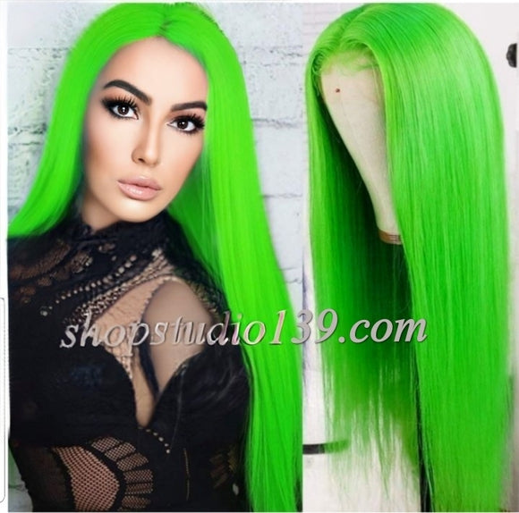 Neon Green free part Lace Front Wig
