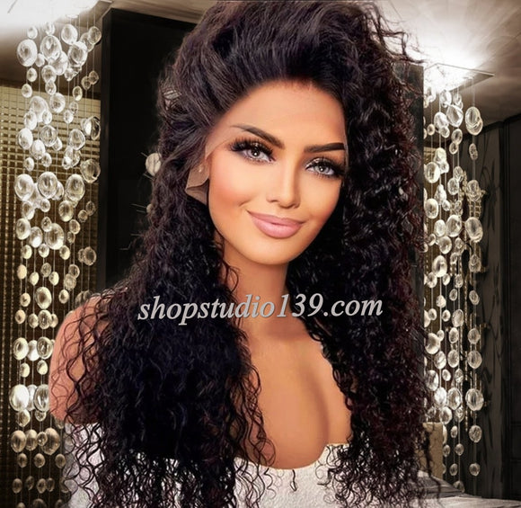 Human Hair Water Wave Lace Front Wig with Pre Plucked Remy HD Transparent Lace Closure
