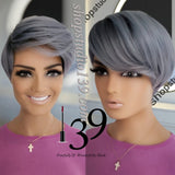 (Mia)Blue grey shor pixie wig