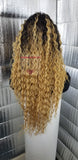 (Annie) Water wave lave front wig with deep middle parting space