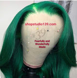 Green  Brazilian Human Lace Front Wigs With Baby Hair Pre Plucked Glueless  Non Remy