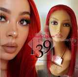 (Wendy) Sexy Red Lace Front wig with Ear 2 Ear  Transparent Lace