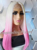 (Pink/Blonde Dipped) Lace Front Wig With shifting HD Lace