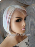 (Carla) platium blonde HD lace front bob wig