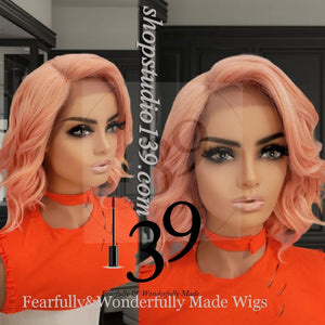 Peach body wave lace front bob wig