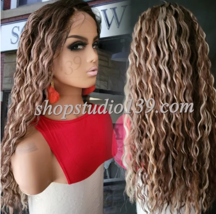 (Rosemary) HD lace front water wave wig side part