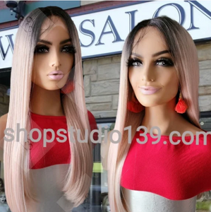 Rose gold HD lace front wig with shifting part