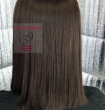 (Amber) Middle part blunt cut lace front bob wig