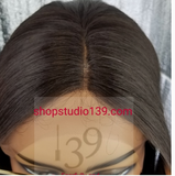 (Amber) Middle part blunt cut lace front bob wig