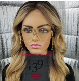 (Heather) Highlighted body wave lace front wig with shifting part