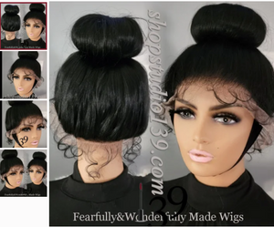360 free part HD lace with  bun that can be worn up or down