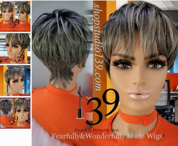 (Cathy) Short and Sexy pixie wig with sideburns