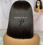 (66) 100% Human Hair Lace Front Bob with Natural Middle Part