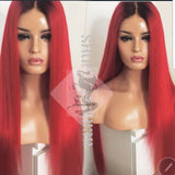 (Red hot)lace front wig with dark roots