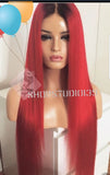 (Red hot)lace front wig with dark roots