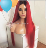 (Red hot)lace front wig with dark roots