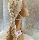 Blonde 2N1 Double braided free part  lace front wig