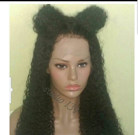 Human hair water wave lace front wig